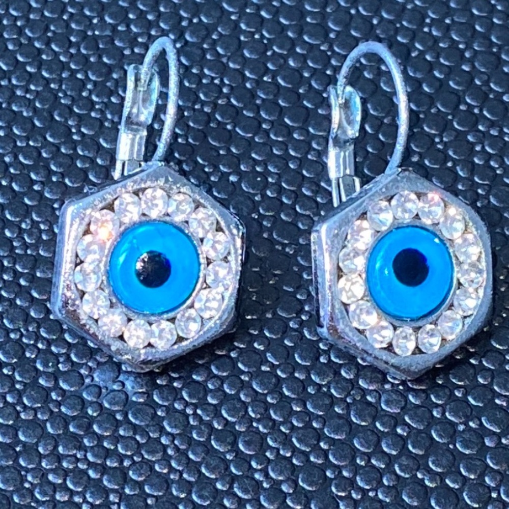 Evil Eye Silver Pendant Earrings